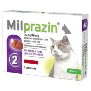 Milprazin Chat 16/40mg vermifuge 2 comprimés