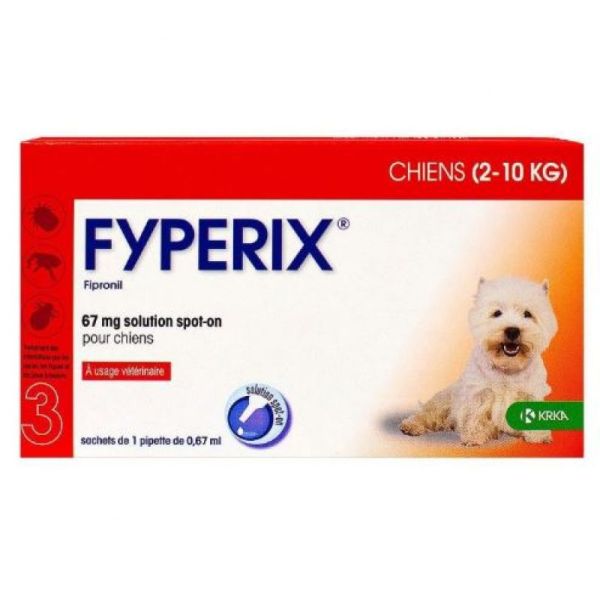Fyperix 67mg Chien 2/10kg 3 pipettes