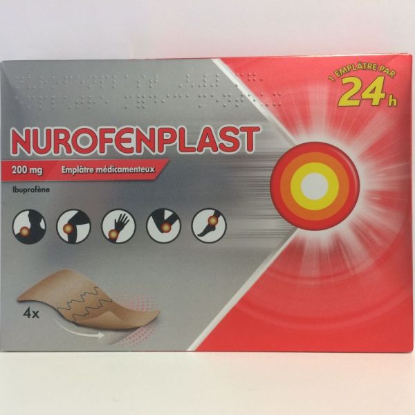 Nurofenplast 200mg anti-inflammatoire emplâtre médicamenteux boite de 4
