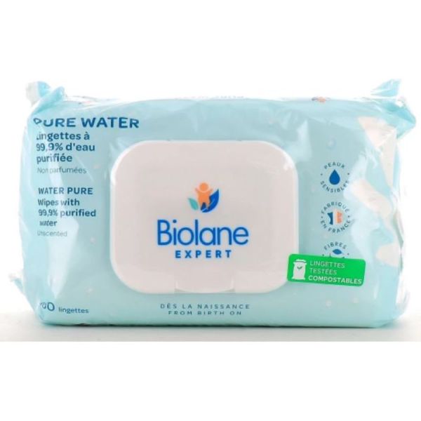 BIOLANE  EXPERT lingettes  water pure 60 x 3